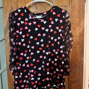 Cato Kids Long Sleeve Heart Pattern Top - Black, Pink, Red, White